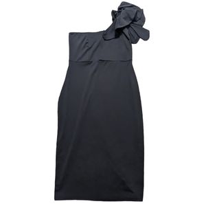💥🆕 Mokoru Black Ruffle One Sleeve Body Con Midi Dress XL